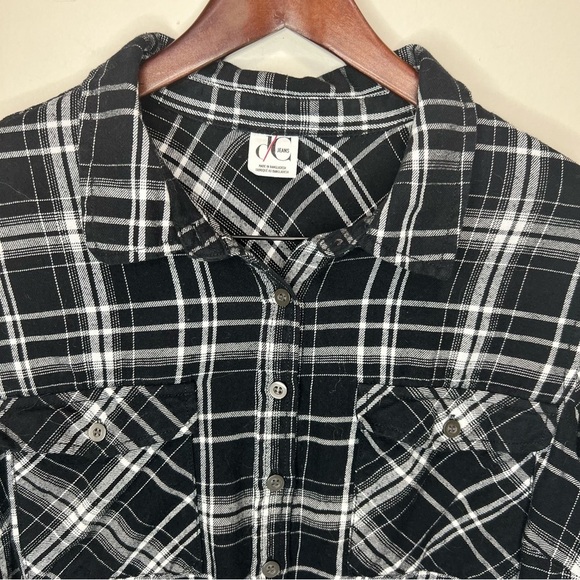 Pennington's DC Jeans Black & White Plaid Button Down Shirt 100% Cotton Size 1x - Picture 3 of 8